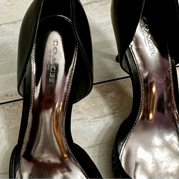 Coach Women’s Sz 8 B Holmes Studded Point Toe Black Heels Pumps Shoes Goth Glam - Picture 2 of 16